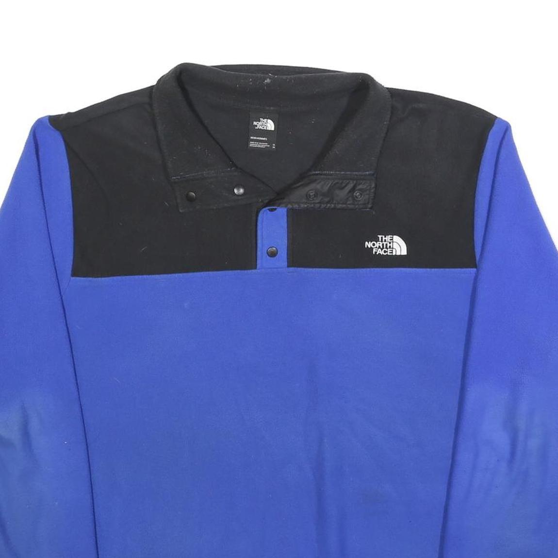 THE NORTH FACE Mens Blue & Black Pullover Plain Crew Neck Basic Knit XL Fleece
