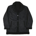 Womens Black Faux Shearling Button Jacket L Polyester Blend Classic Winter