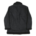 Womens Black Faux Shearling Button Jacket L Polyester Blend Classic Winter