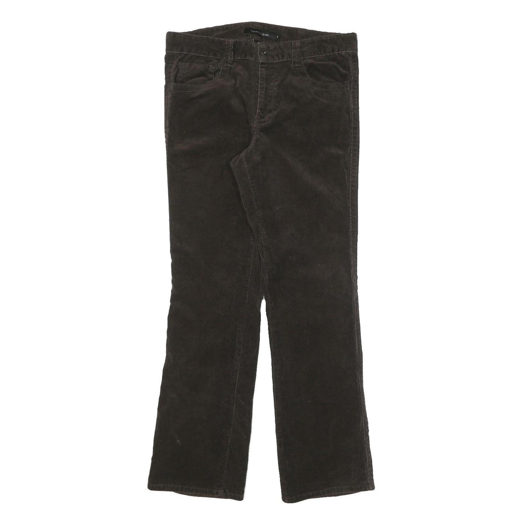 CALVIN KLEIN Womens Cotton Blend Brown Regular Straight Trousers W32 L31 Zip