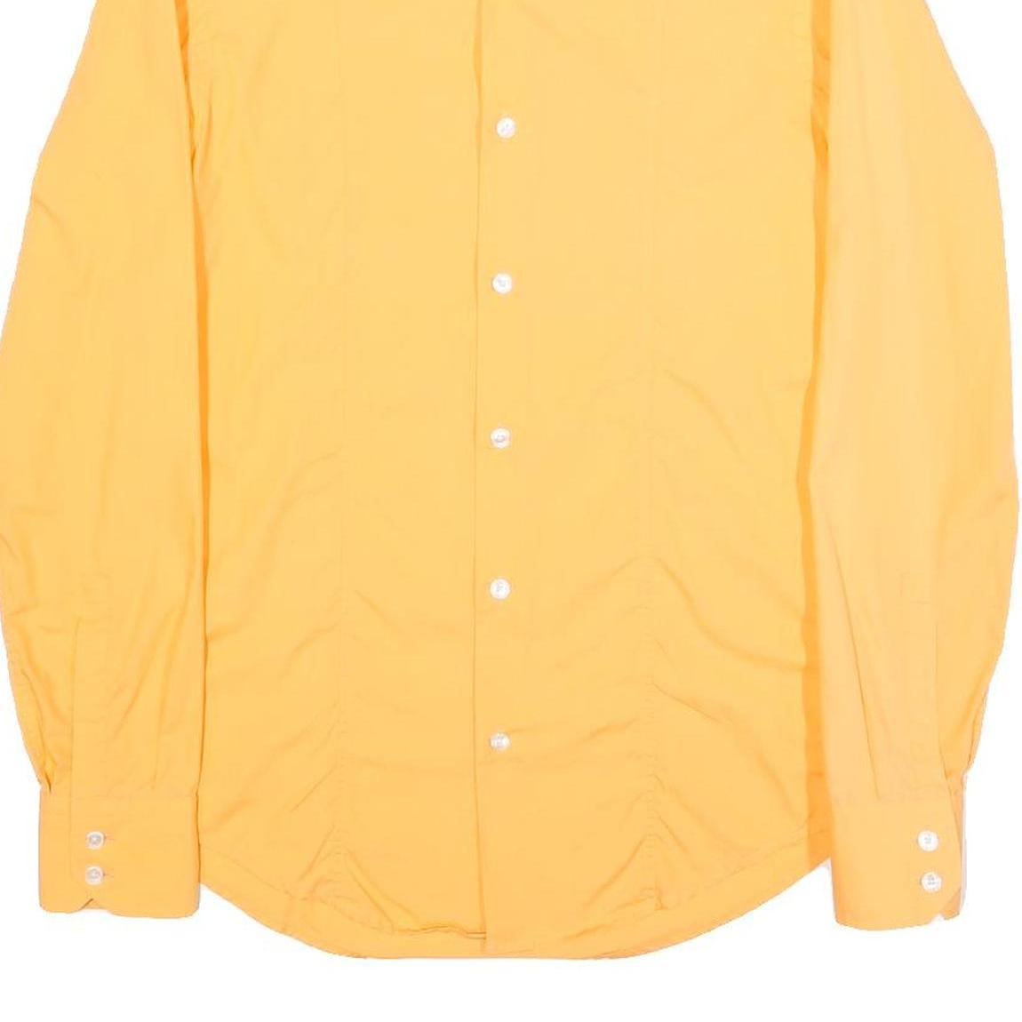 HUGO BOSS Mens Yellow Plain Shirt S Formal Cotton Button Closure