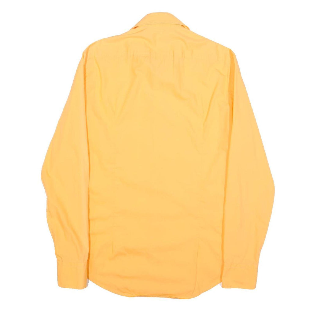 HUGO BOSS Mens Yellow Plain Shirt S Formal Cotton Button Closure