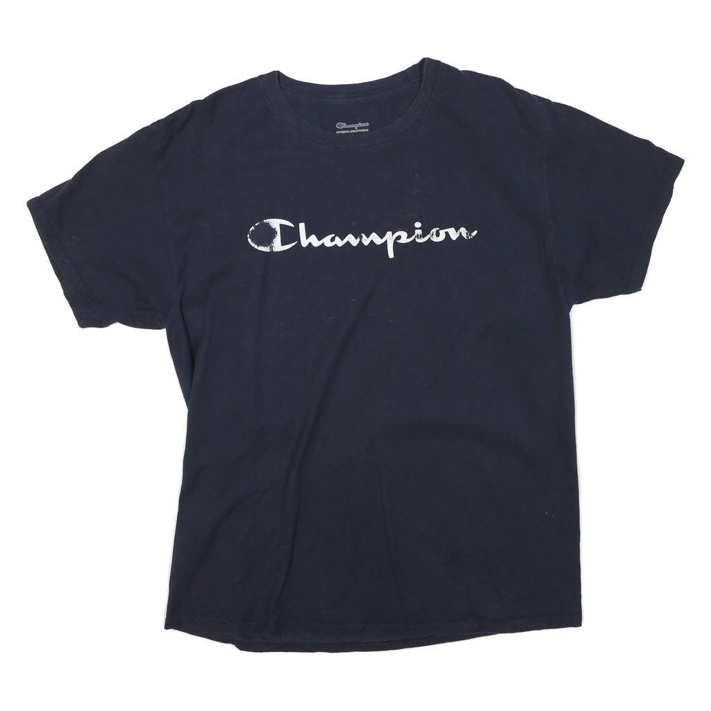 CHAMPION Mens Black Graphic T-Shirt L Short Sleeve Round Neck Casual Wear