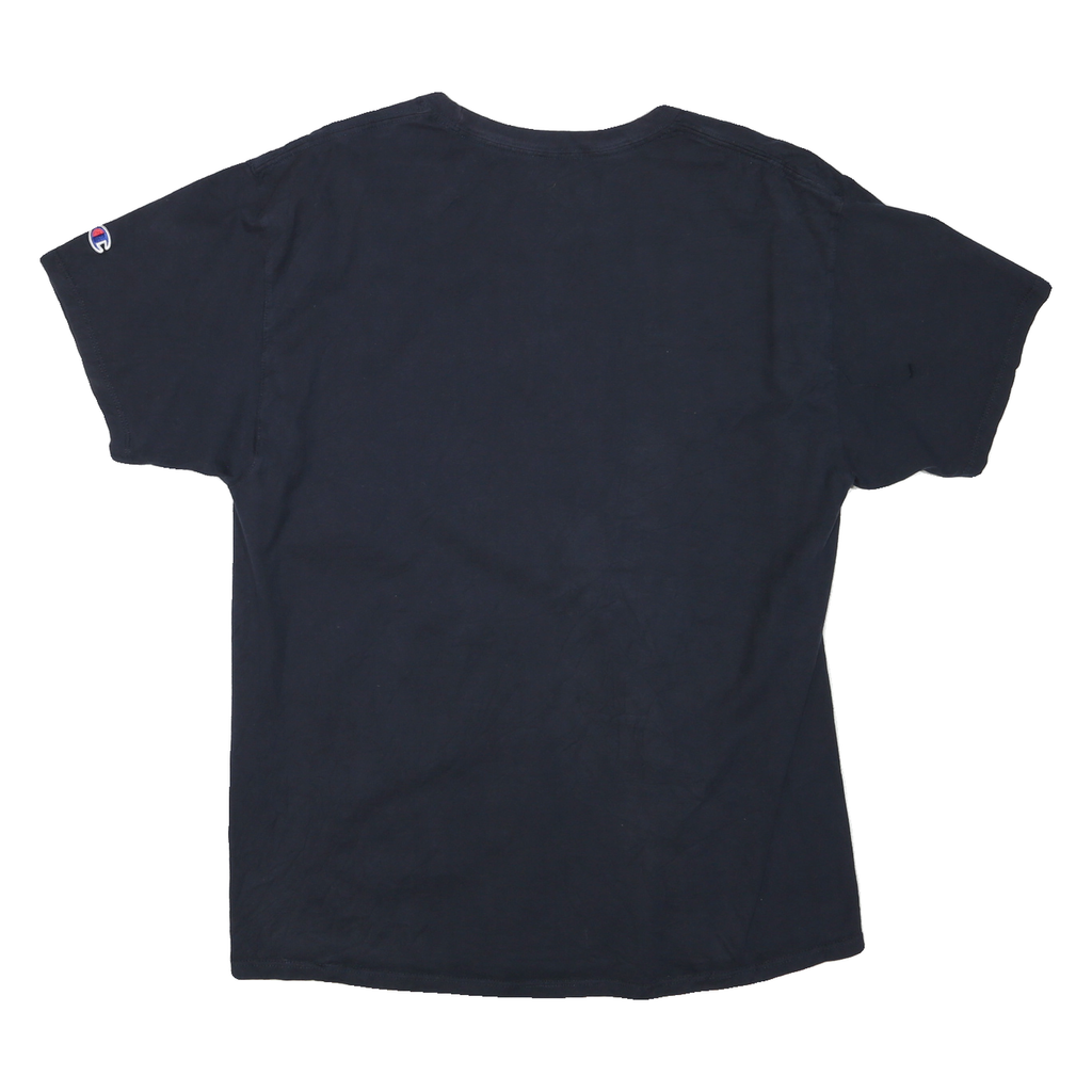 CHAMPION Mens Black Graphic T-Shirt L Short Sleeve Round Neck Casual Wear