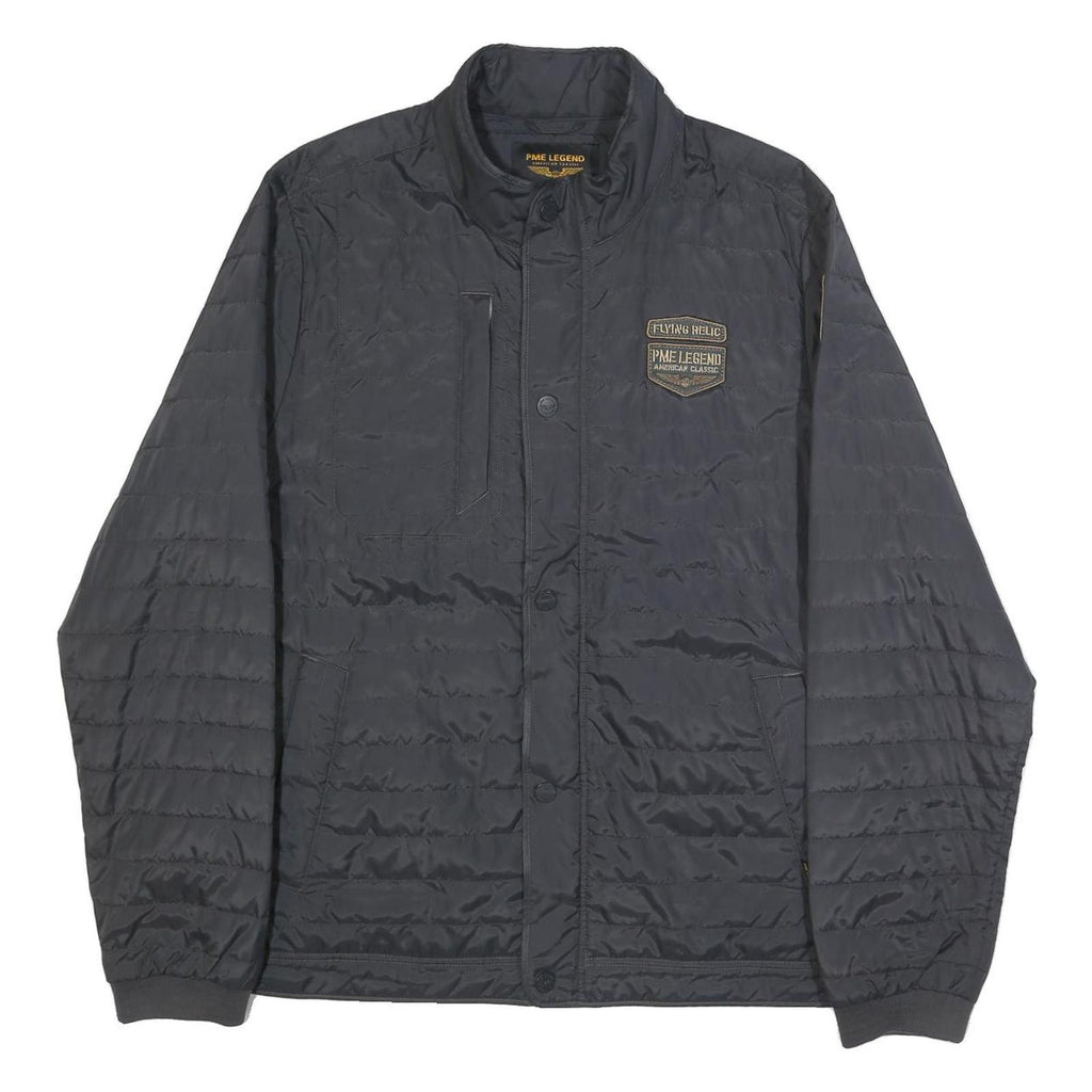 PME LEGEND Mens Black Button Jacket 2XL Polyester Quilted Lightweight Casual