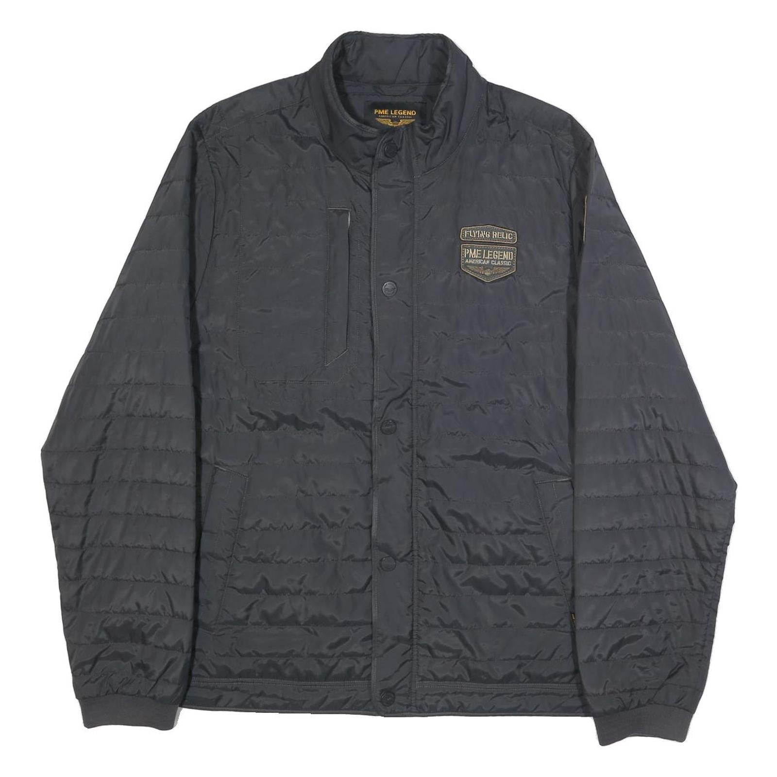 PME LEGEND Mens Black Button Jacket 2XL Polyester Quilted Lightweight Casual