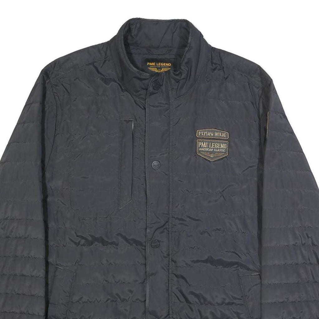 PME LEGEND Mens Black Button Jacket 2XL Polyester Quilted Lightweight Casual