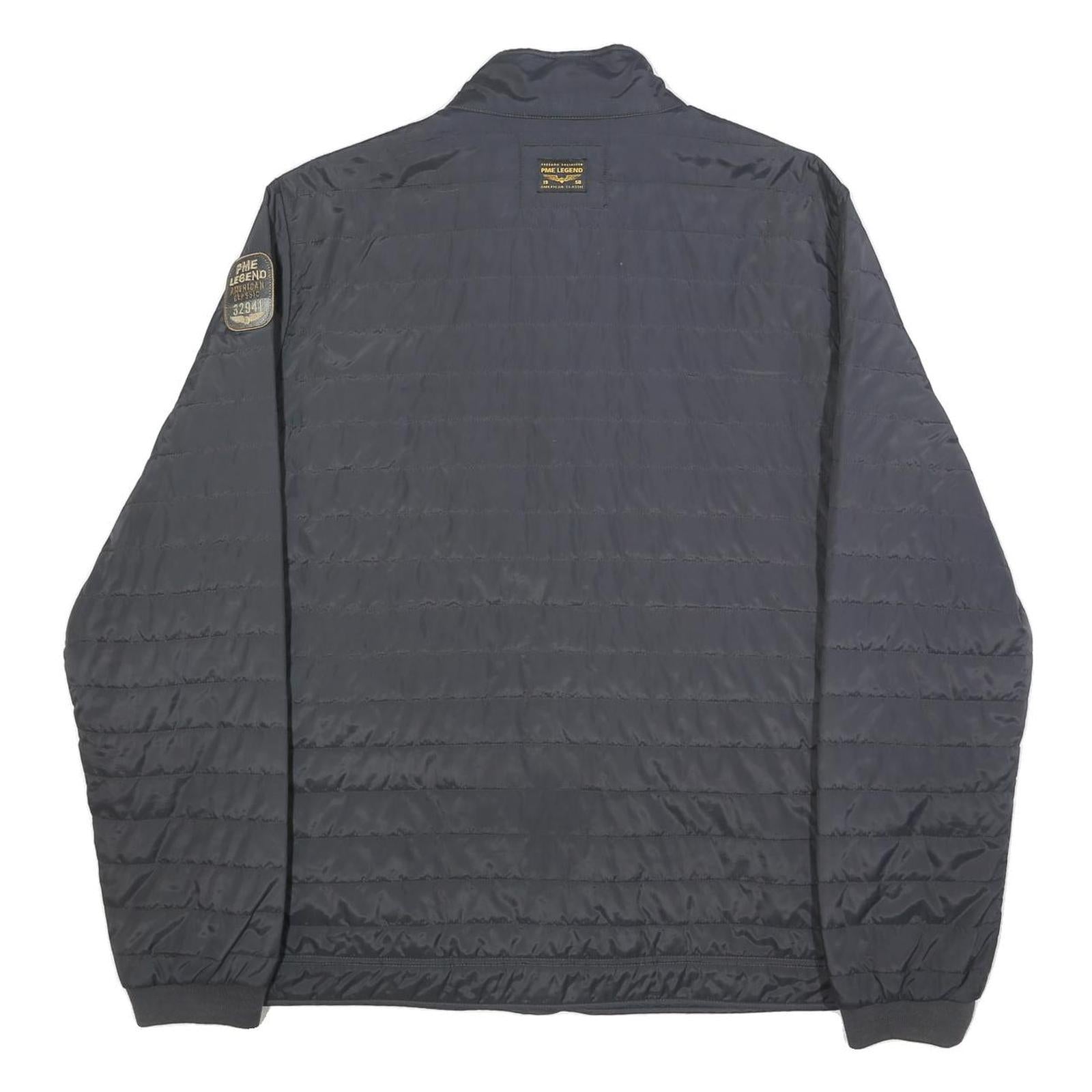 PME LEGEND Mens Black Button Jacket 2XL Polyester Quilted Lightweight Casual