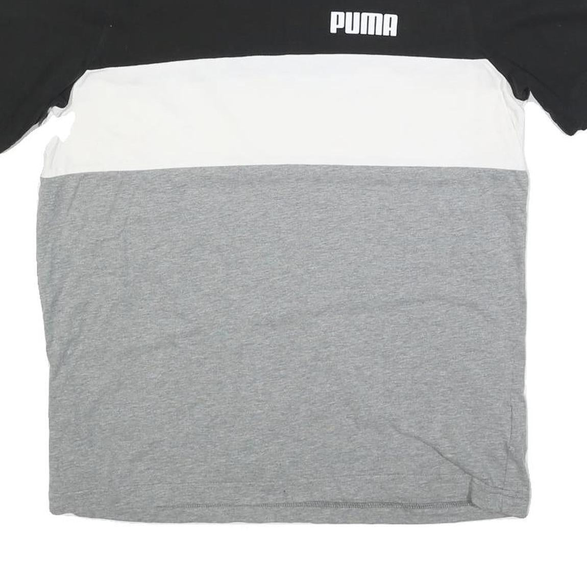 PUMA Mens Black & White & Grey Colourblock T-Shirt M Short Sleeve Crew Neck