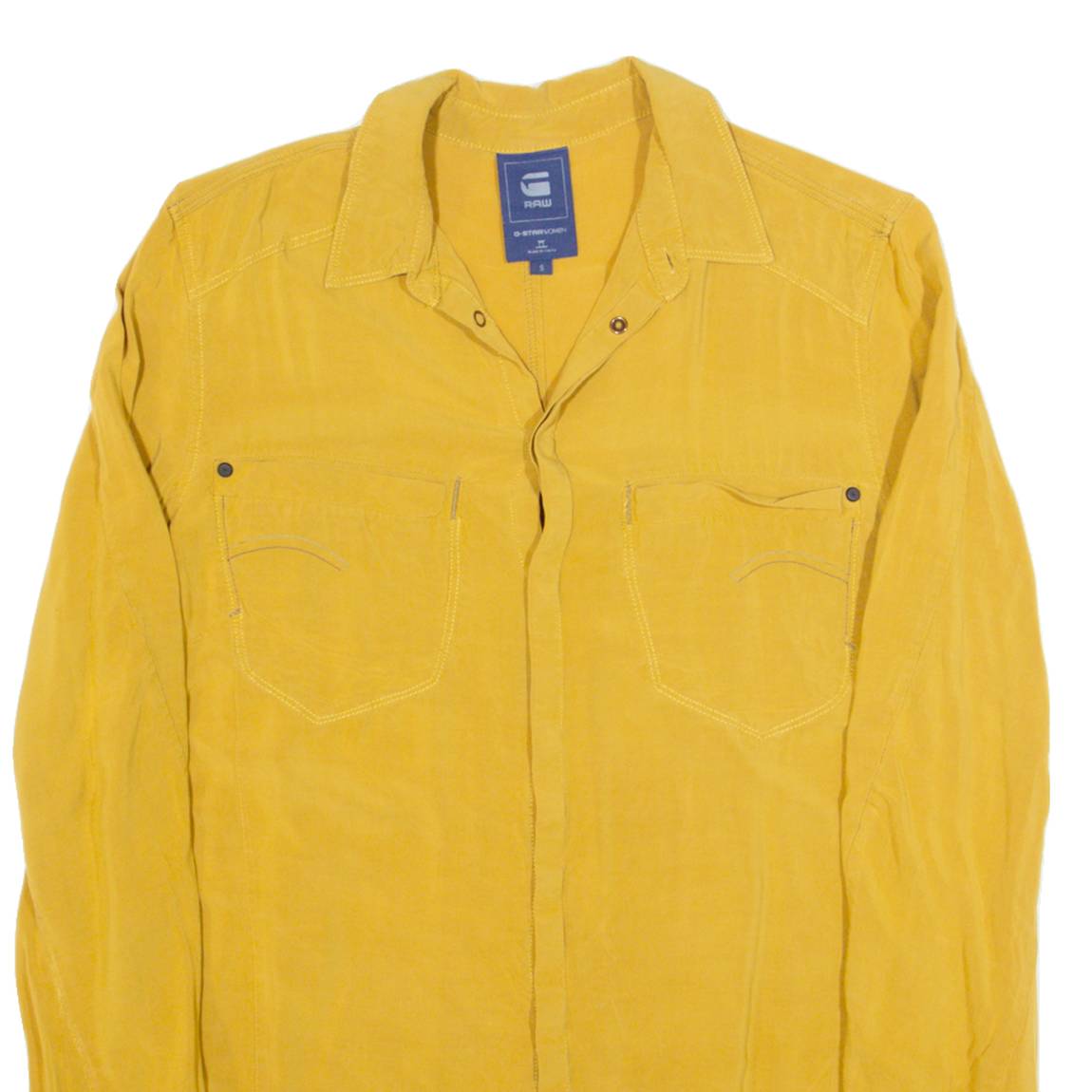 G-STAR Womens Plain Shirt Yellow Viscose Long Sleeve S