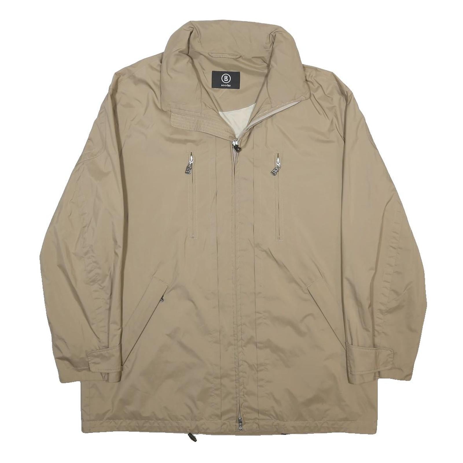 BOGNER Mens Beige L Jacket Polyester Zip Plain Casual Outerwear Sportswear
