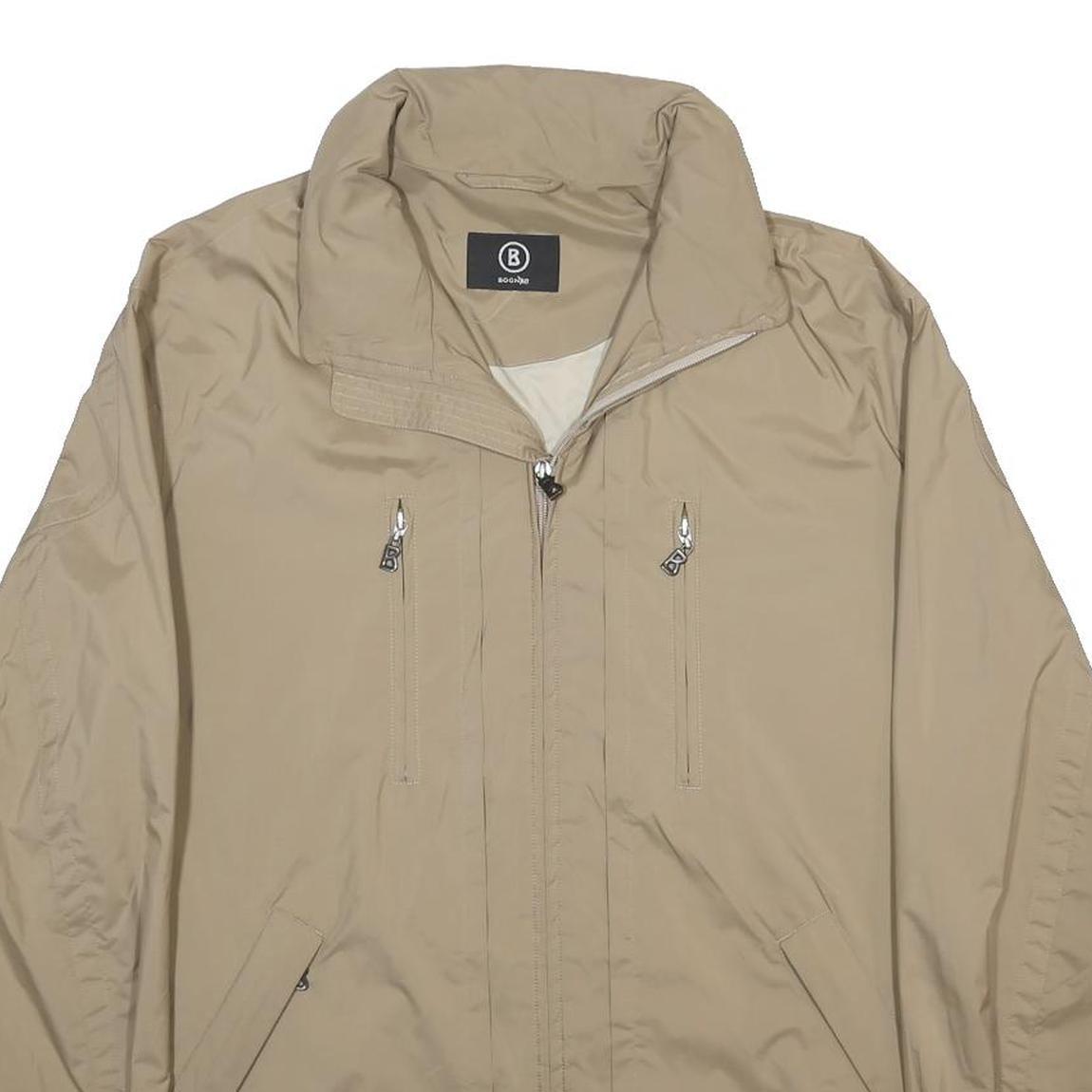 BOGNER Mens Beige L Jacket Polyester Zip Plain Casual Outerwear Sportswear