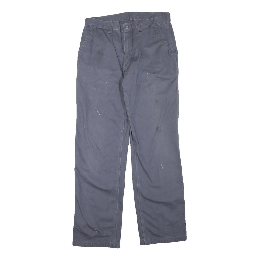 Womens Cotton Blend Regular Fit Straight Blue Trousers W34 L32 Casual Workwear