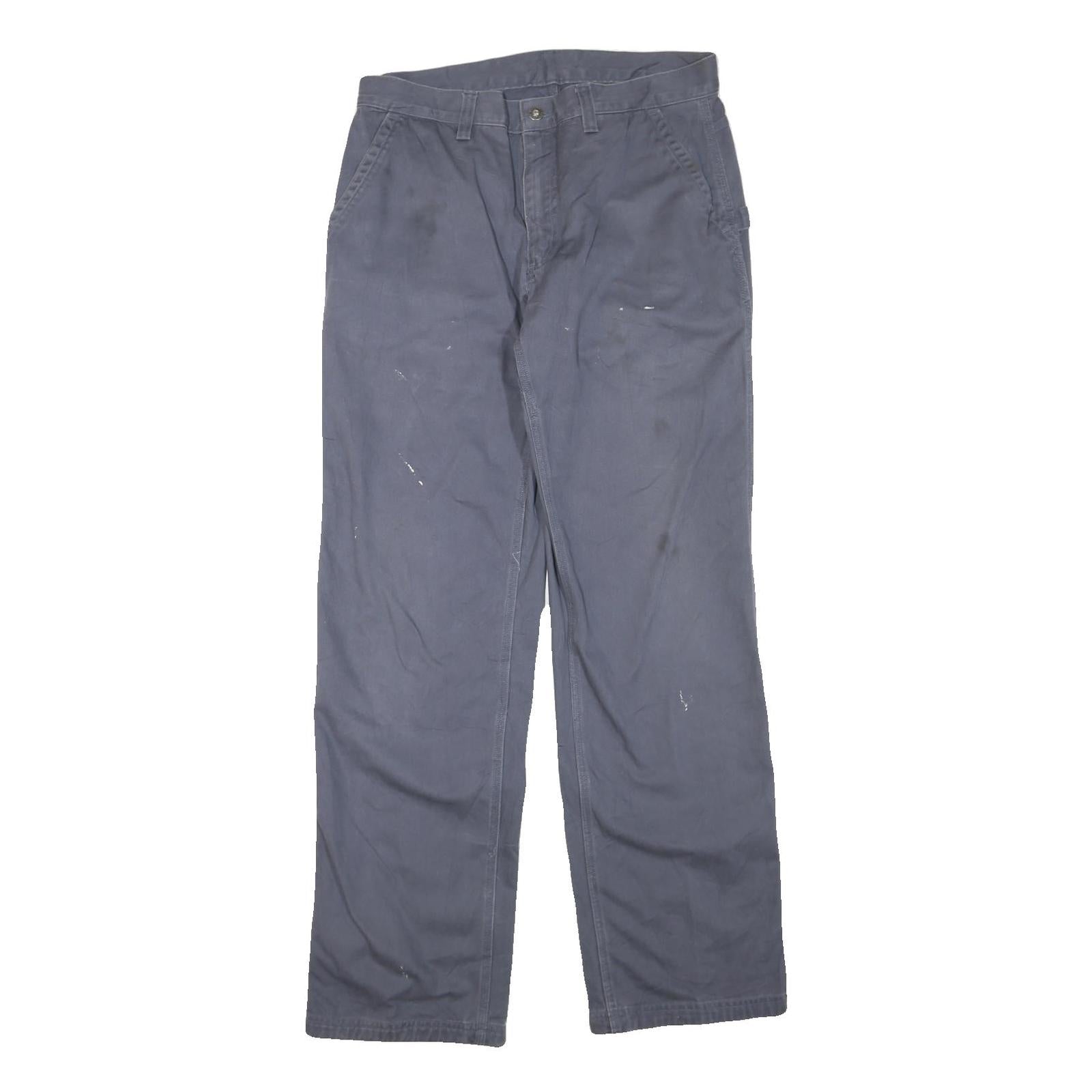 Womens Cotton Blend Regular Fit Straight Blue Trousers W34 L32 Casual Workwear