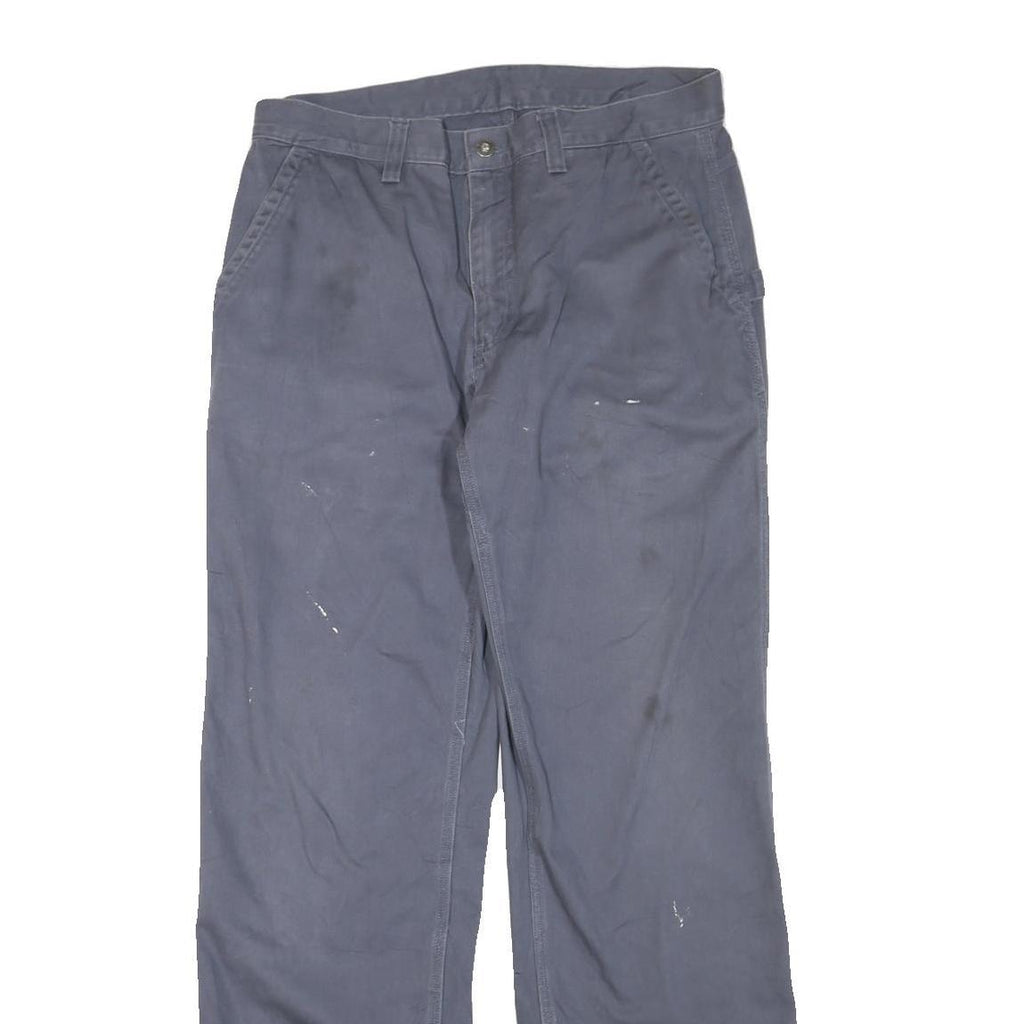 Womens Cotton Blend Regular Fit Straight Blue Trousers W34 L32 Casual Workwear