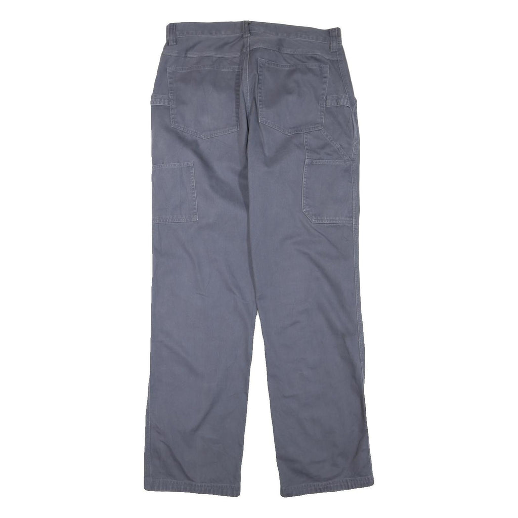 Womens Cotton Blend Regular Fit Straight Blue Trousers W34 L32 Casual Workwear