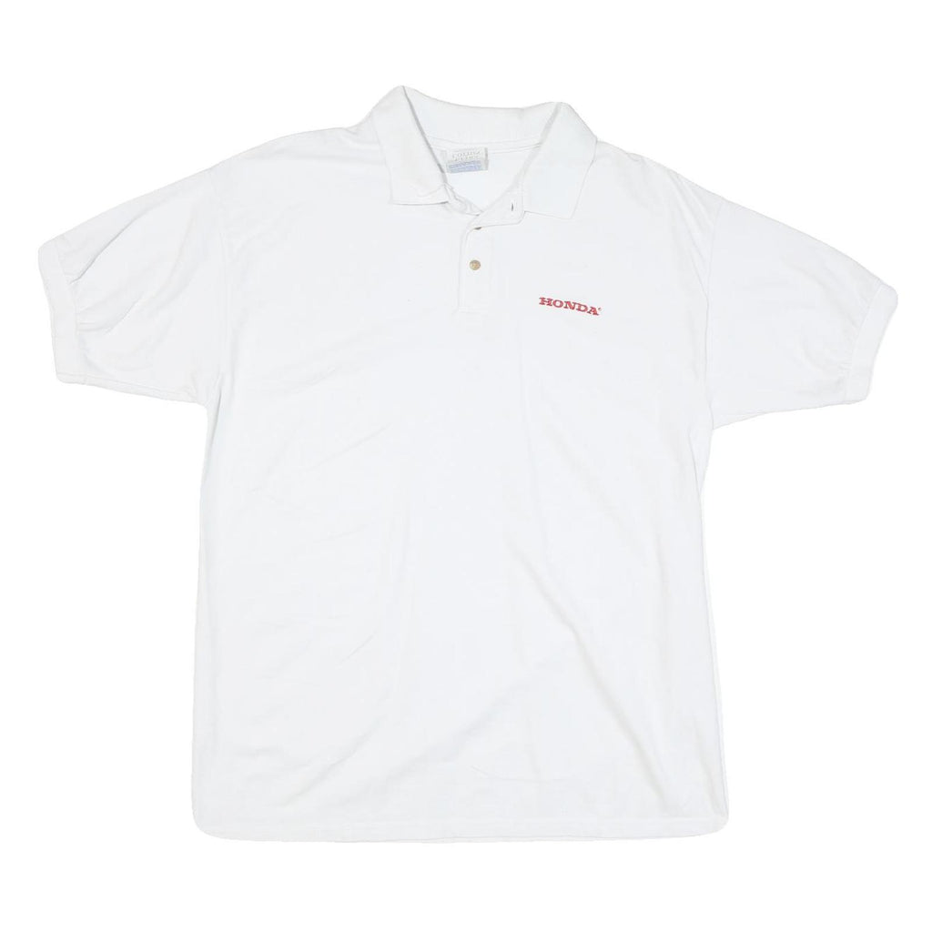 GILDAN Womens White Honda Short Sleeve Polo Shirt L Cotton Blend Classic