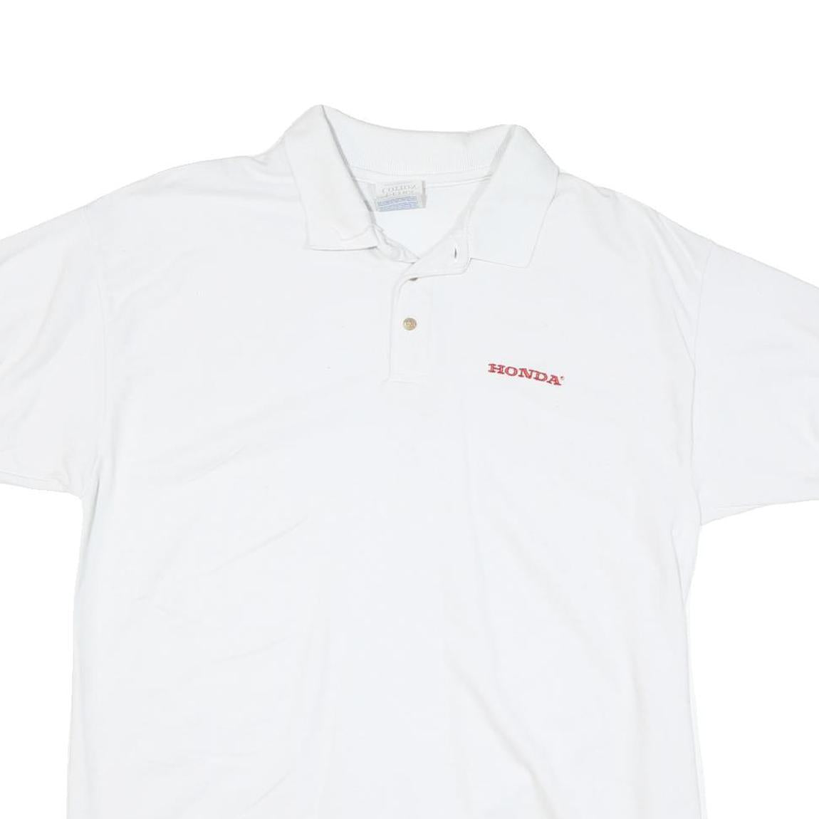 GILDAN Womens White Honda Short Sleeve Polo Shirt L Cotton Blend Classic