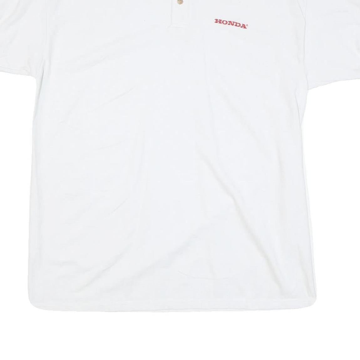 GILDAN Womens White Honda Short Sleeve Polo Shirt L Cotton Blend Classic