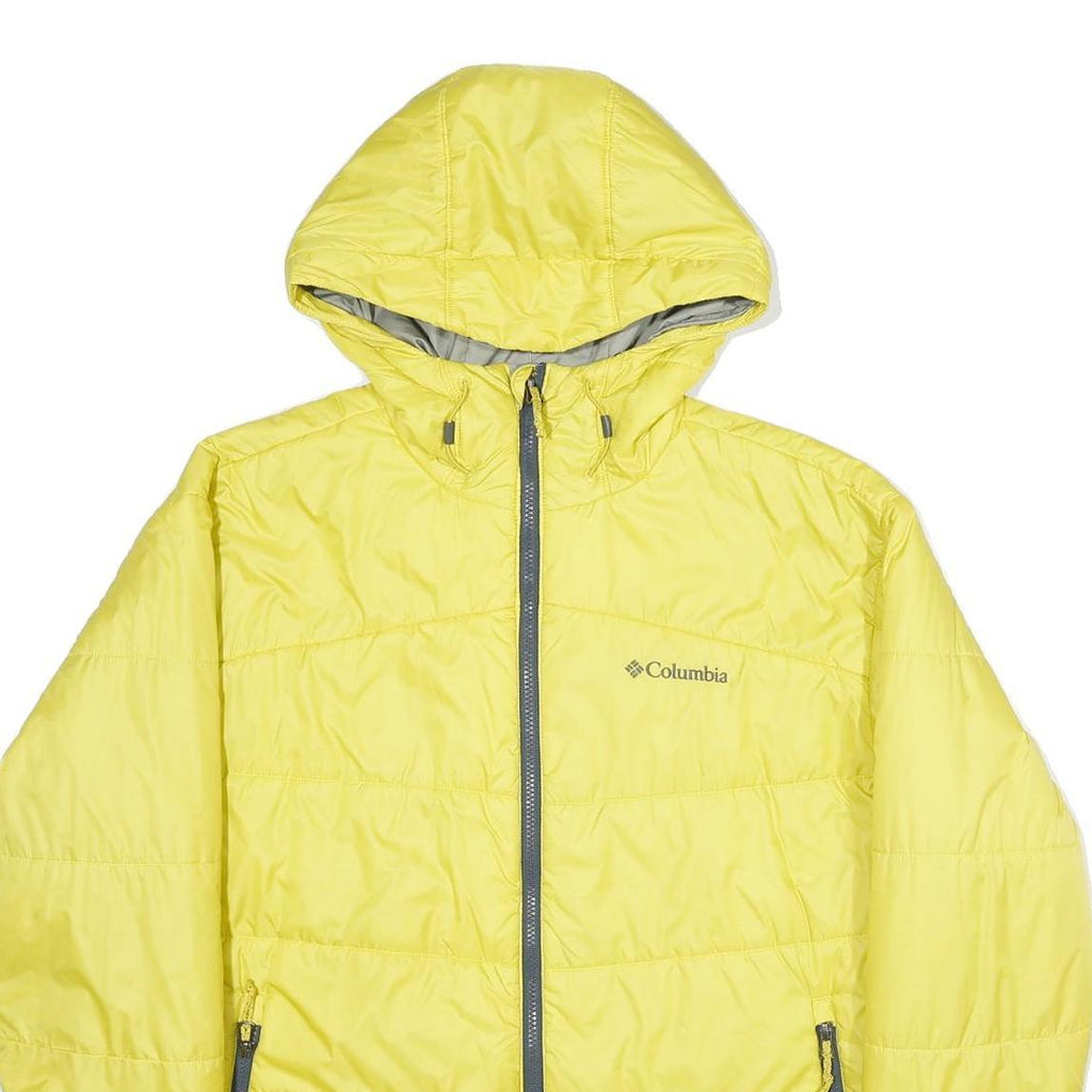 COLUMBIA Mens Yellow Nylon Hooded Jacket XL Woven Zip Casual Outdoor Lightweight