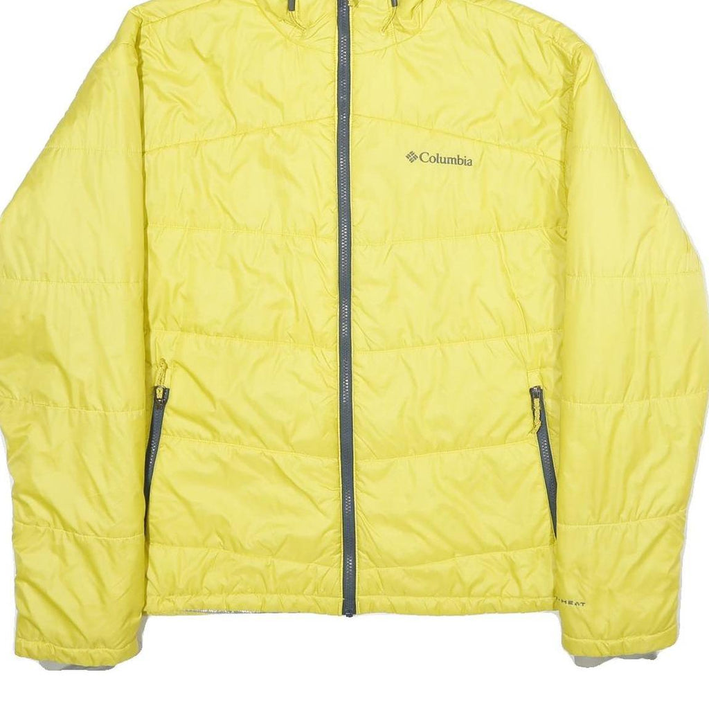 COLUMBIA Mens Yellow Nylon Hooded Jacket XL Woven Zip Casual Outdoor Lightweight