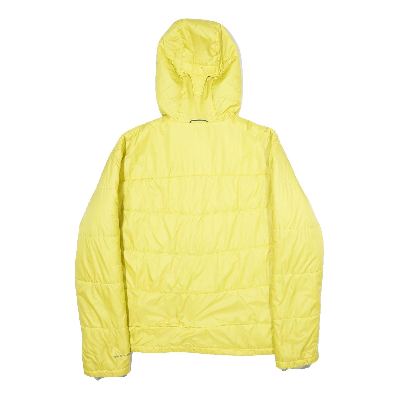 COLUMBIA Mens Yellow Nylon Hooded Jacket XL Woven Zip Casual Outdoor Lightweight