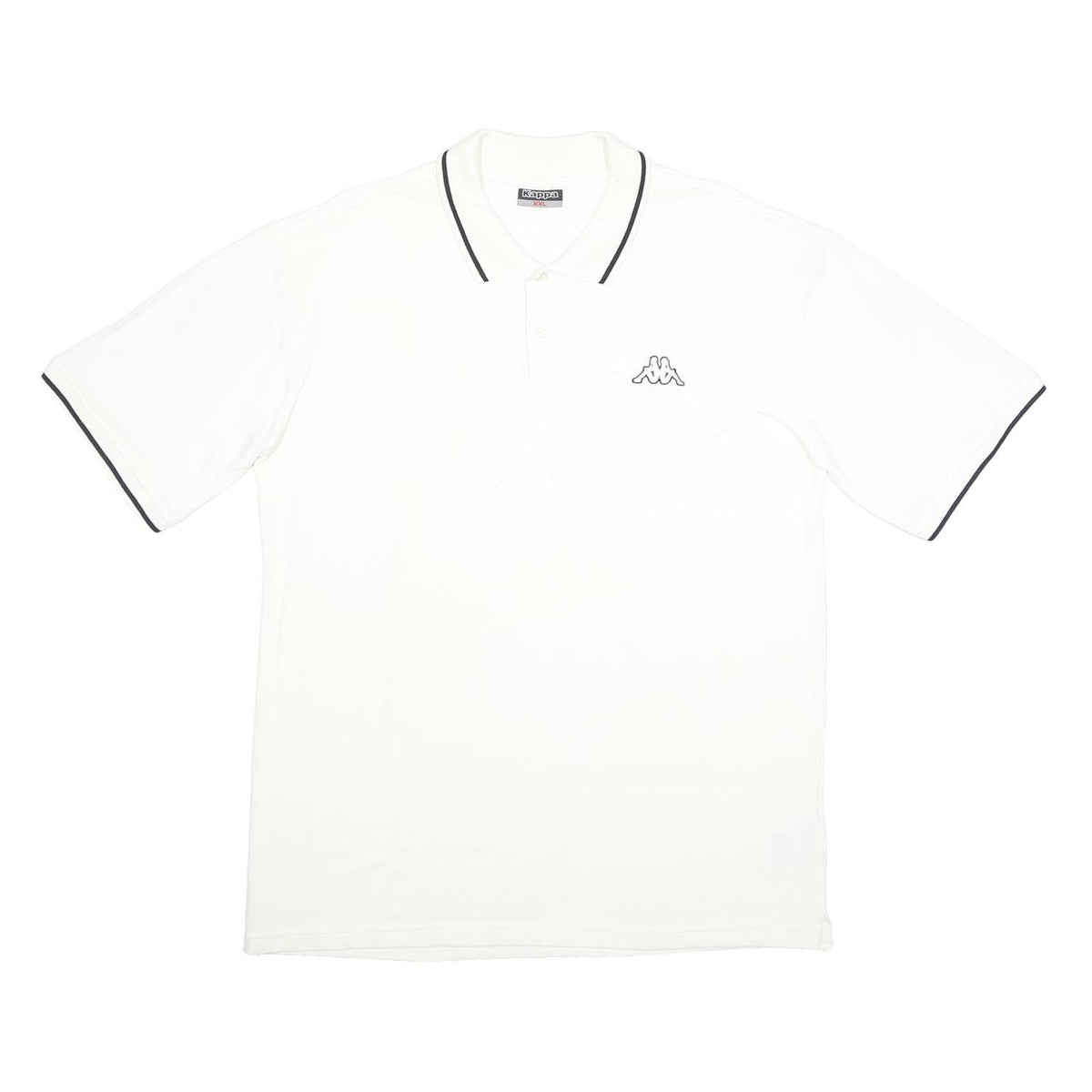KAPPA Mens White & Black Polo Shirt 2XL Cotton Basic Short Sleeve Classic Fit