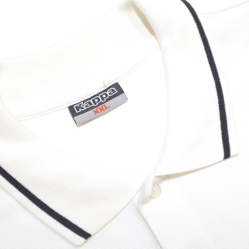 KAPPA Mens White & Black Polo Shirt 2XL Cotton Basic Short Sleeve Classic Fit