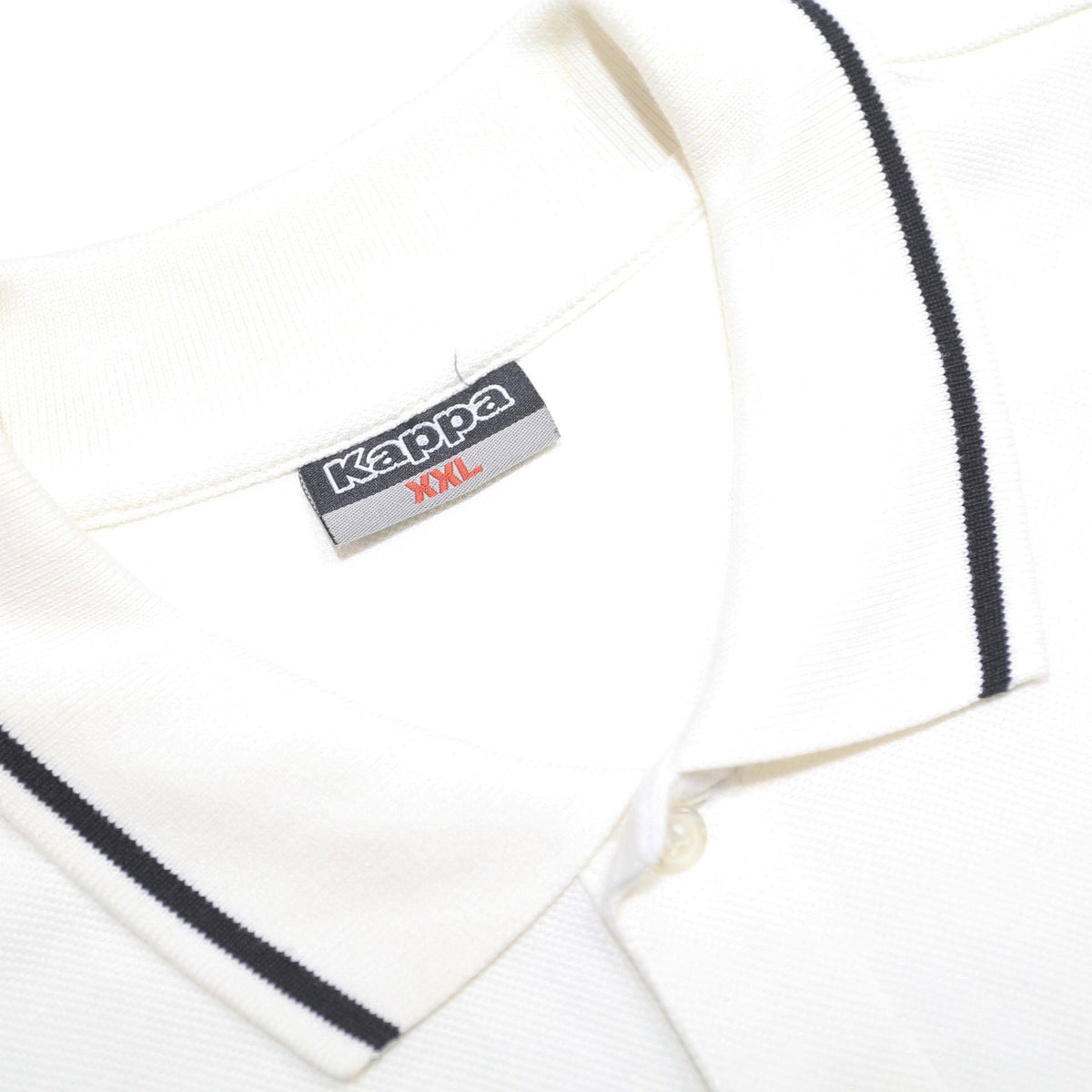 KAPPA Mens White & Black Polo Shirt 2XL Cotton Basic Short Sleeve Classic Fit