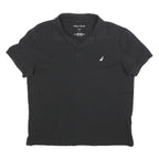 NAUTICA Womens Black Polo Shirt Short Sleeve Plain L Cotton Blend Classic Fit
