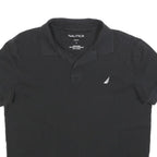 NAUTICA Womens Black Polo Shirt Short Sleeve Plain L Cotton Blend Classic Fit