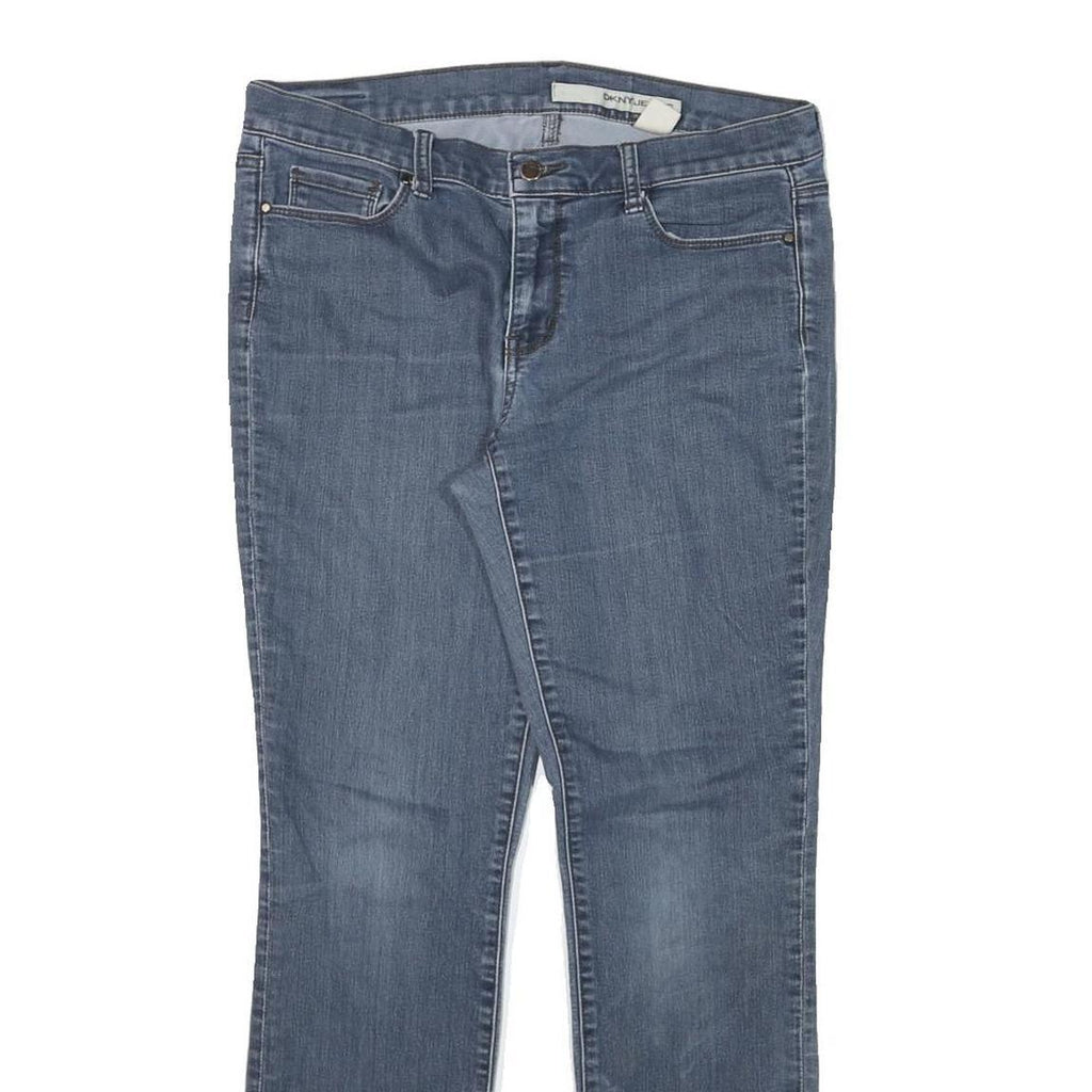 DKNY Womens Blue Regular Fit Straight Denim Jeans W32 L32 Zip Cotton Blend