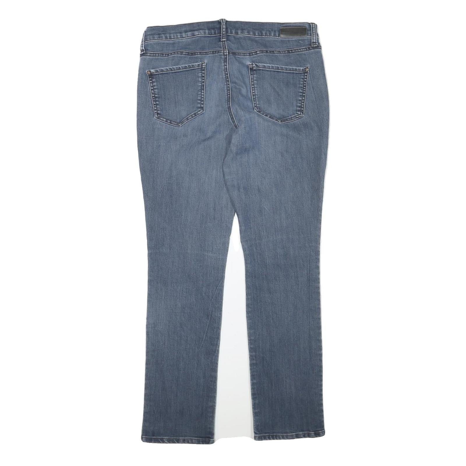 DKNY Womens Blue Regular Fit Straight Denim Jeans W32 L32 Zip Cotton Blend
