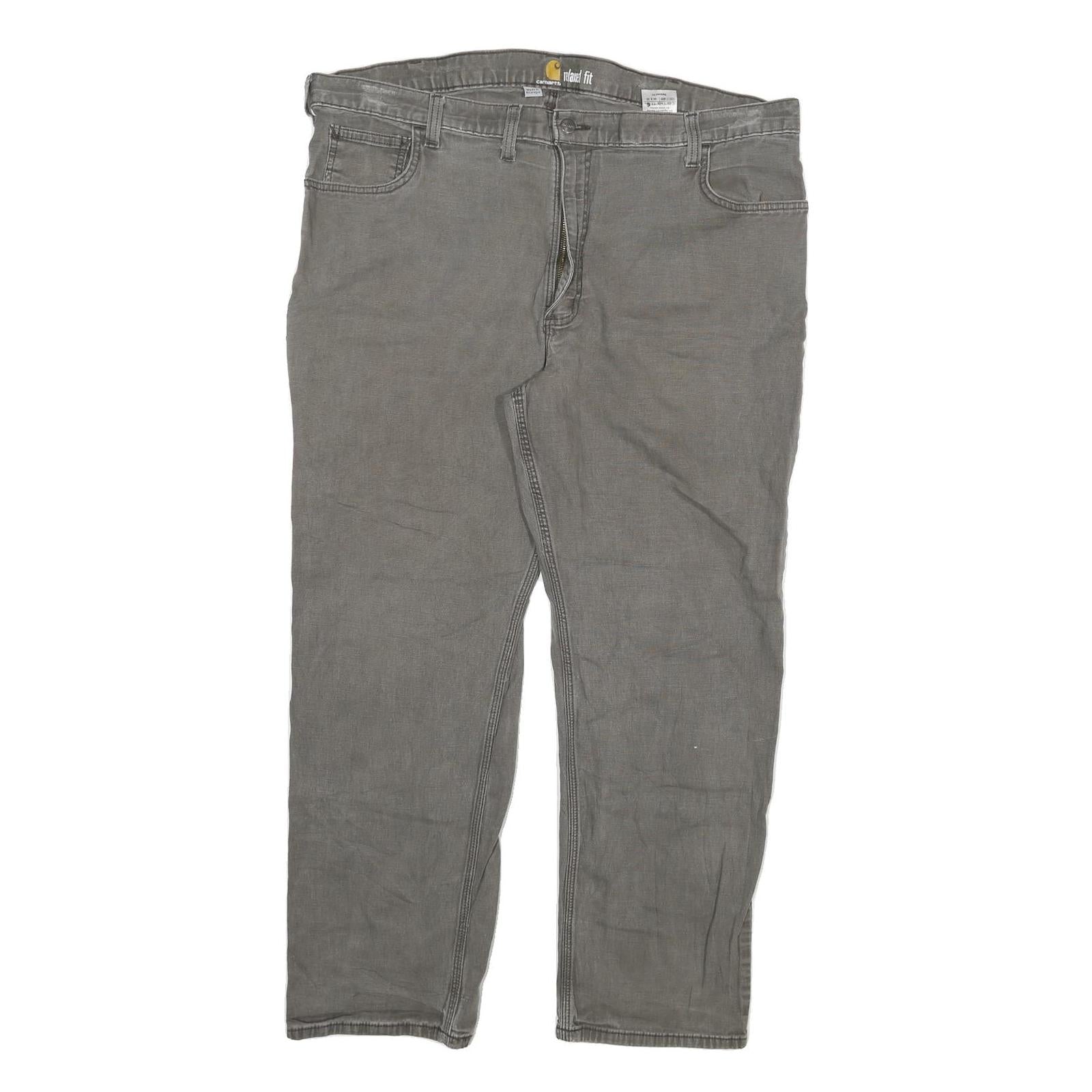 CARHARTT Mens Jeans Grey Relaxed Straight Denim Medium W44 L30 Workwear Zip