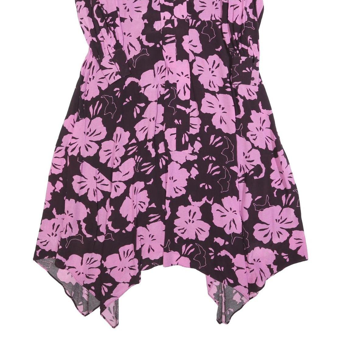 WHISTLES Womens Purple & Pink Floral A-Line Woven Dress Long Sleeve Midi UK 8