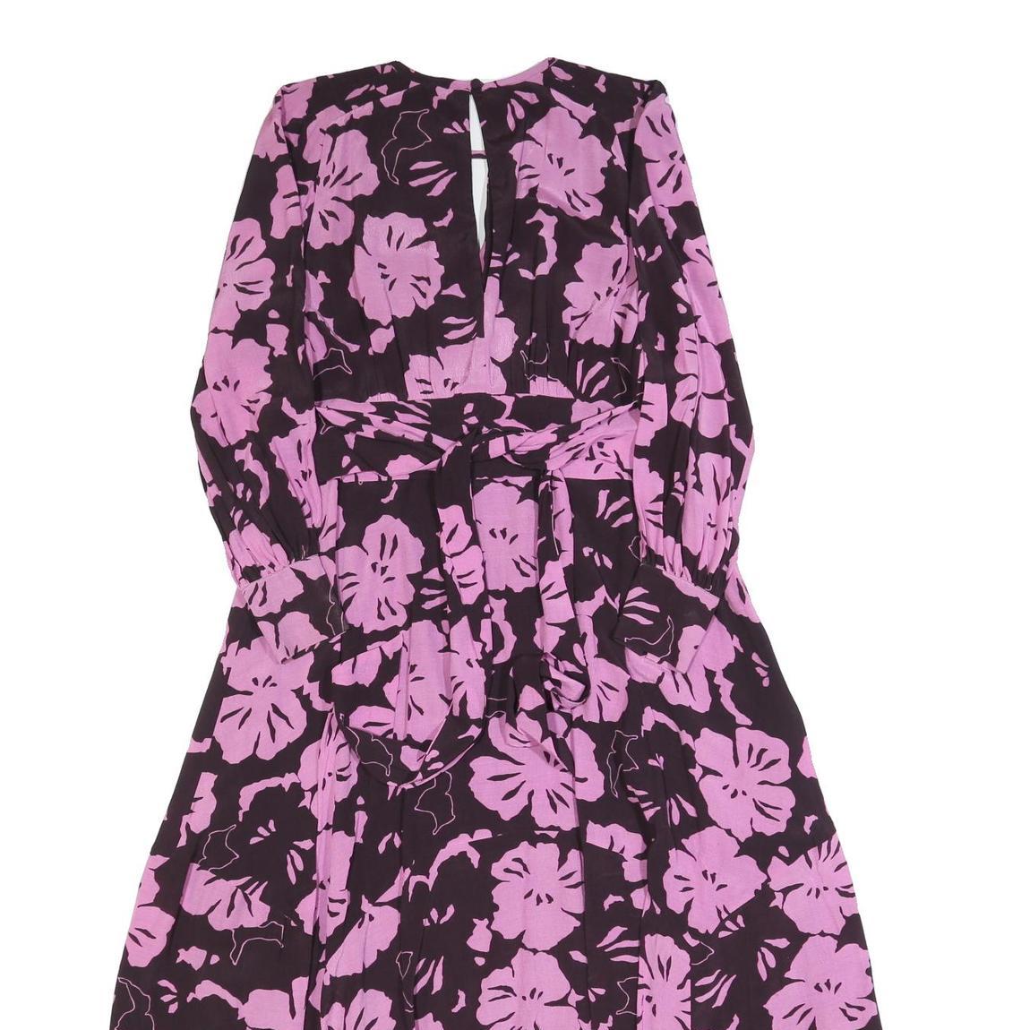 WHISTLES Womens Purple & Pink Floral A-Line Woven Dress Long Sleeve Midi UK 8