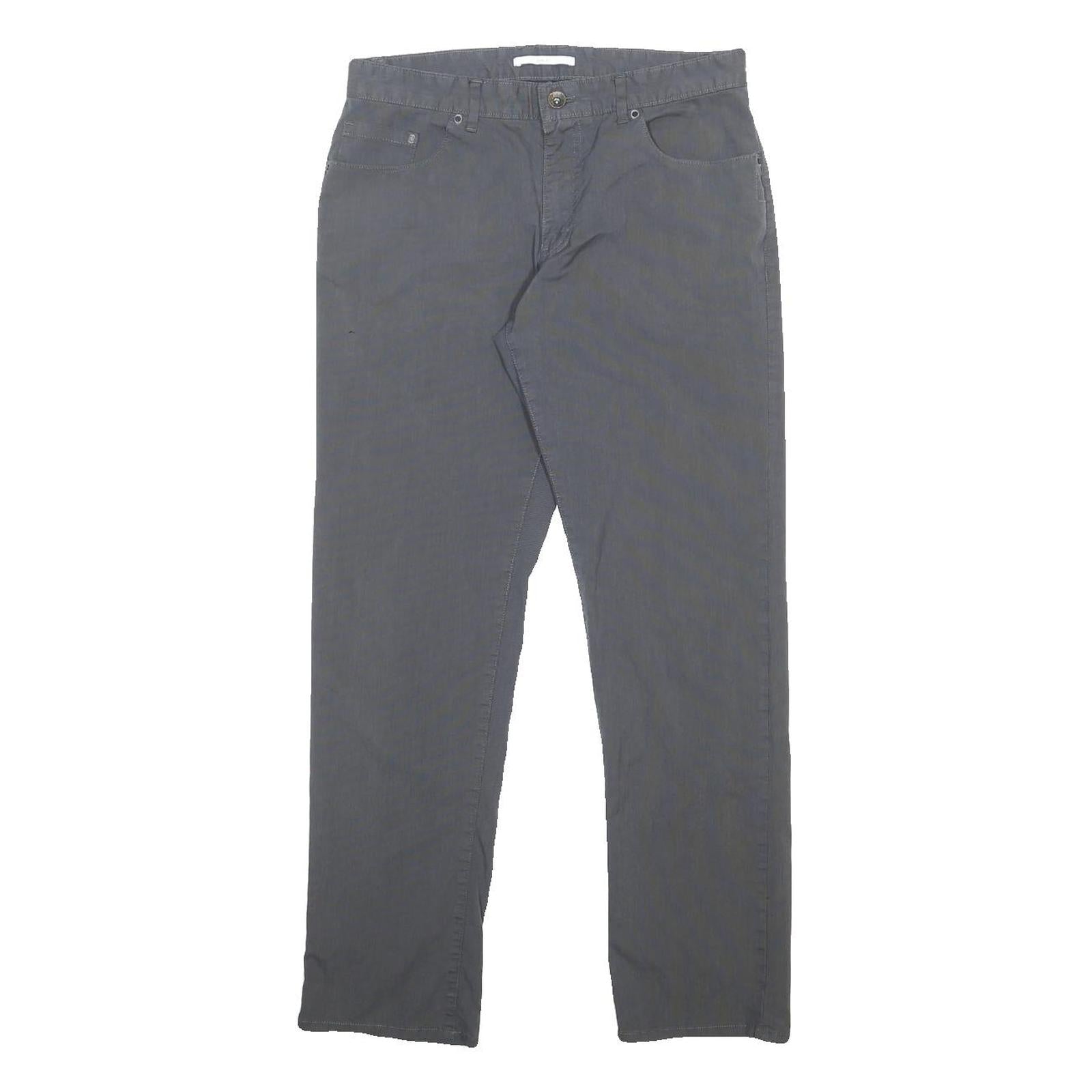 CALVIN KLEIN Mens Cotton Blend Grey Slim Straight Trousers W32 L32 Stylish Zip