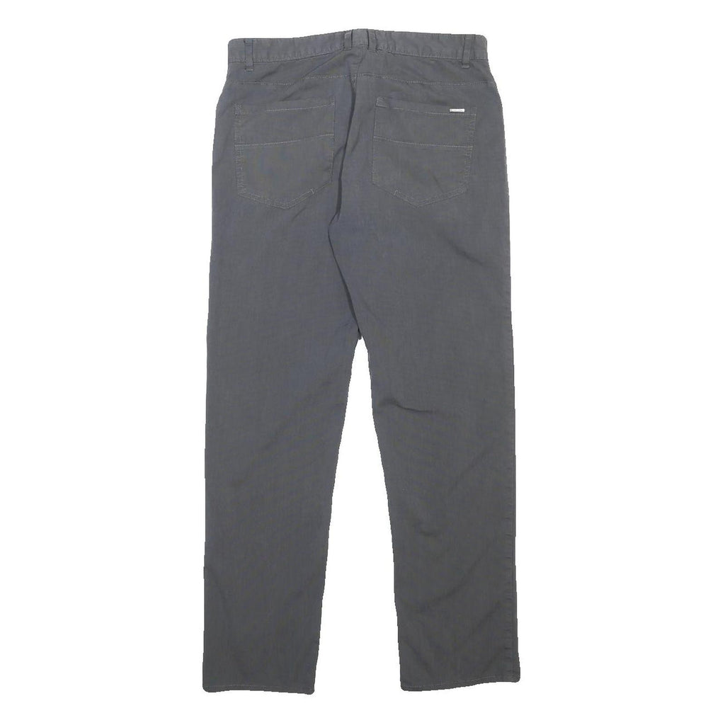 CALVIN KLEIN Mens Cotton Blend Grey Slim Straight Trousers W32 L32 Stylish Zip