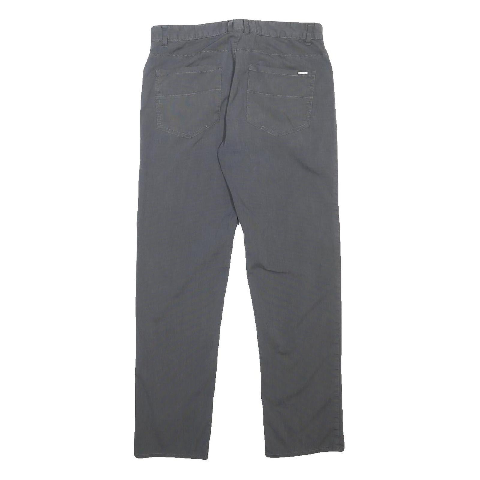 CALVIN KLEIN Mens Cotton Blend Grey Slim Straight Trousers W32 L32 Stylish Zip