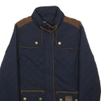 DIESEL Womens Navy Blue Quilted Jacket S Polyester Blend Zip Casual Outerwear