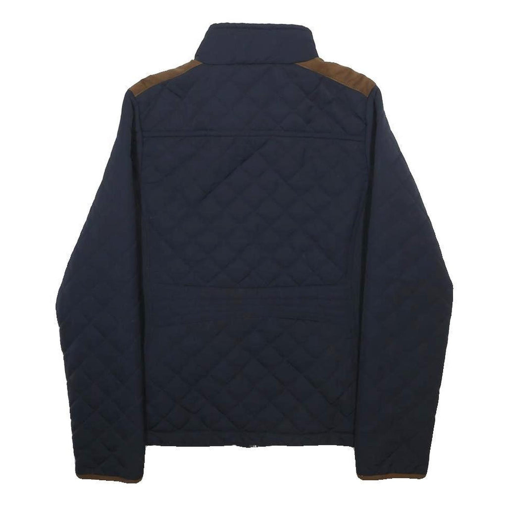 DIESEL Womens Navy Blue Quilted Jacket S Polyester Blend Zip Casual Outerwear