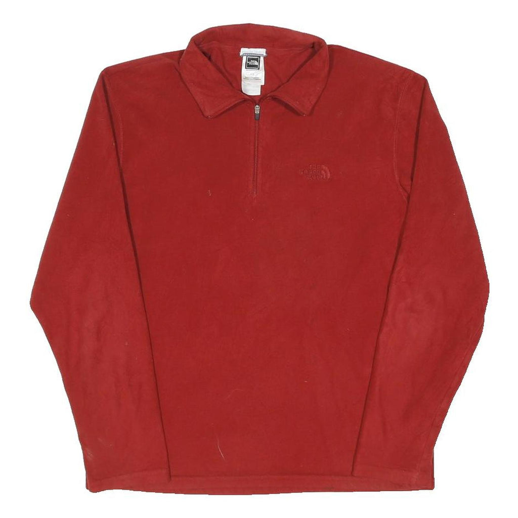 THE NORTH FACE Mens Red Pullover Plain 1/4 Zip Polyester Blend Jumper M Casual