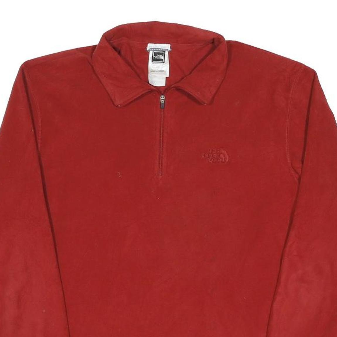 THE NORTH FACE Mens Red Pullover Plain 1/4 Zip Polyester Blend Jumper M Casual