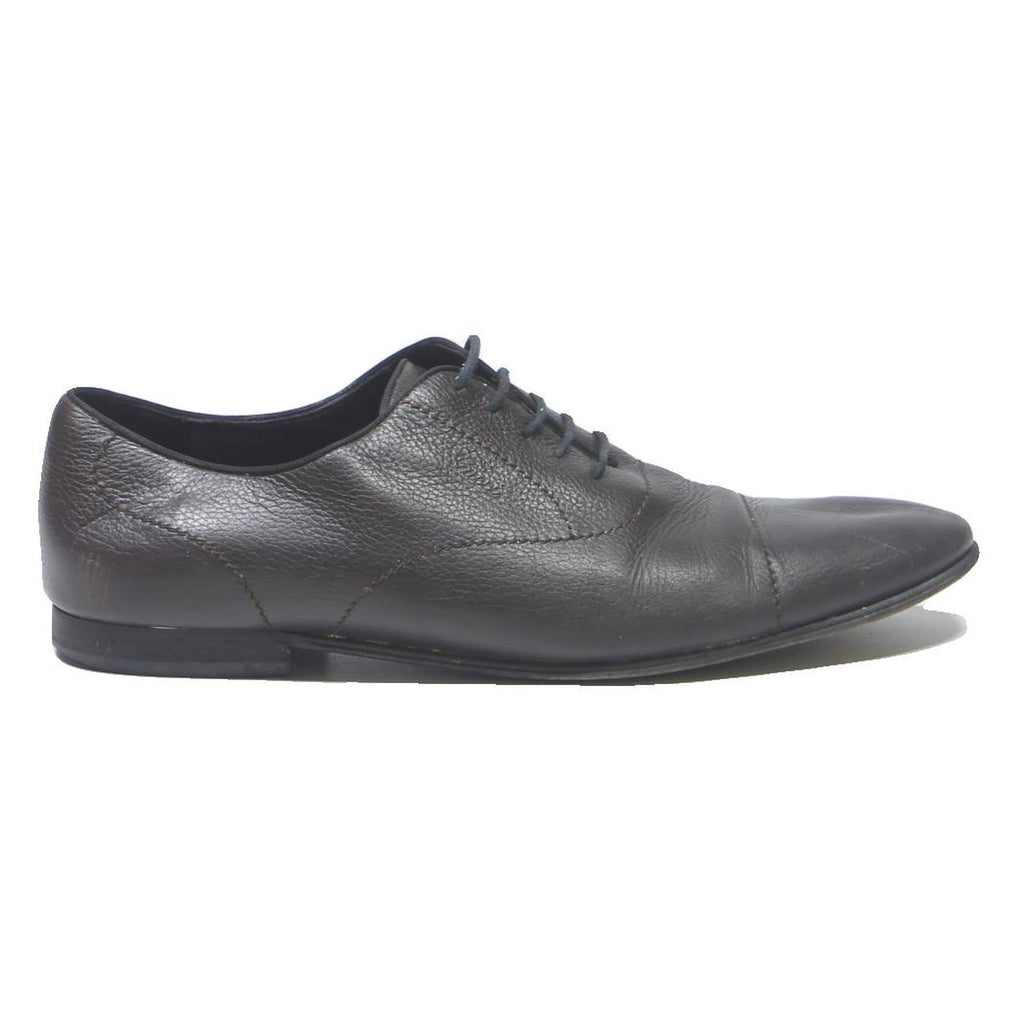GUCCI Mens Classic Leather Lace-Up Shoes Black UK 10 Elegant Formal Footwear