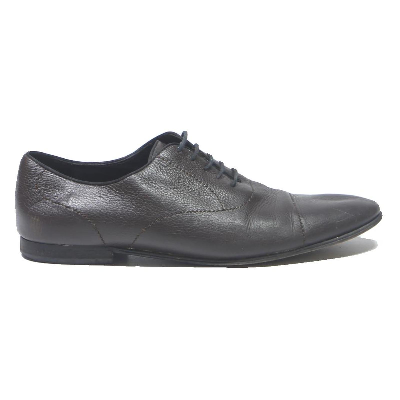 GUCCI Mens Classic Leather Lace-Up Shoes Black UK 10 Elegant Formal Footwear