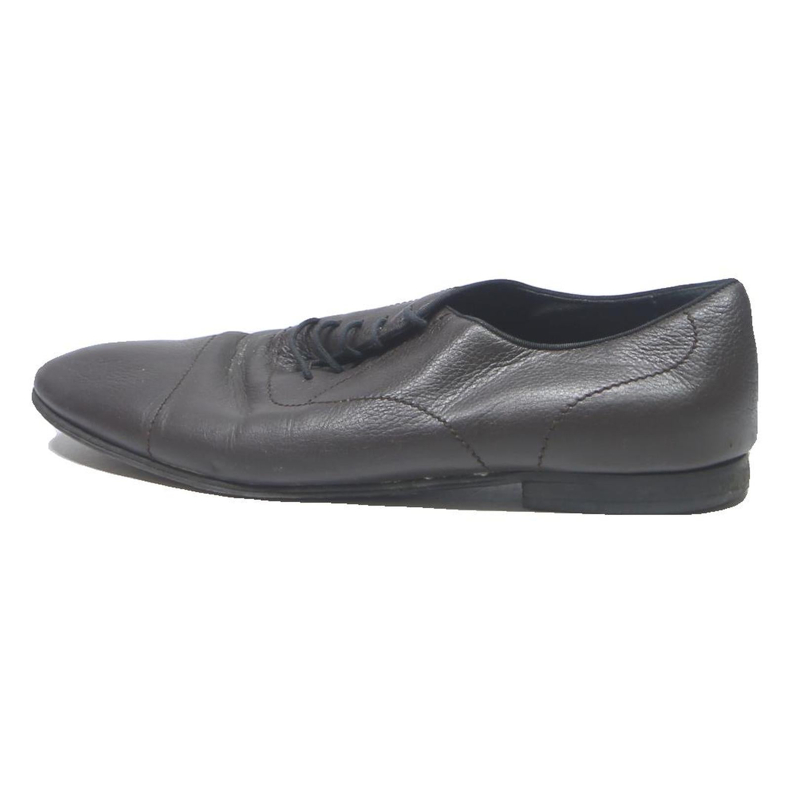 GUCCI Mens Classic Leather Lace-Up Shoes Black UK 10 Elegant Formal Footwear