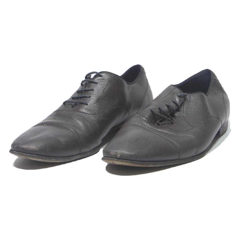 GUCCI Mens Classic Leather Lace-Up Shoes Black UK 10 Elegant Formal Footwear