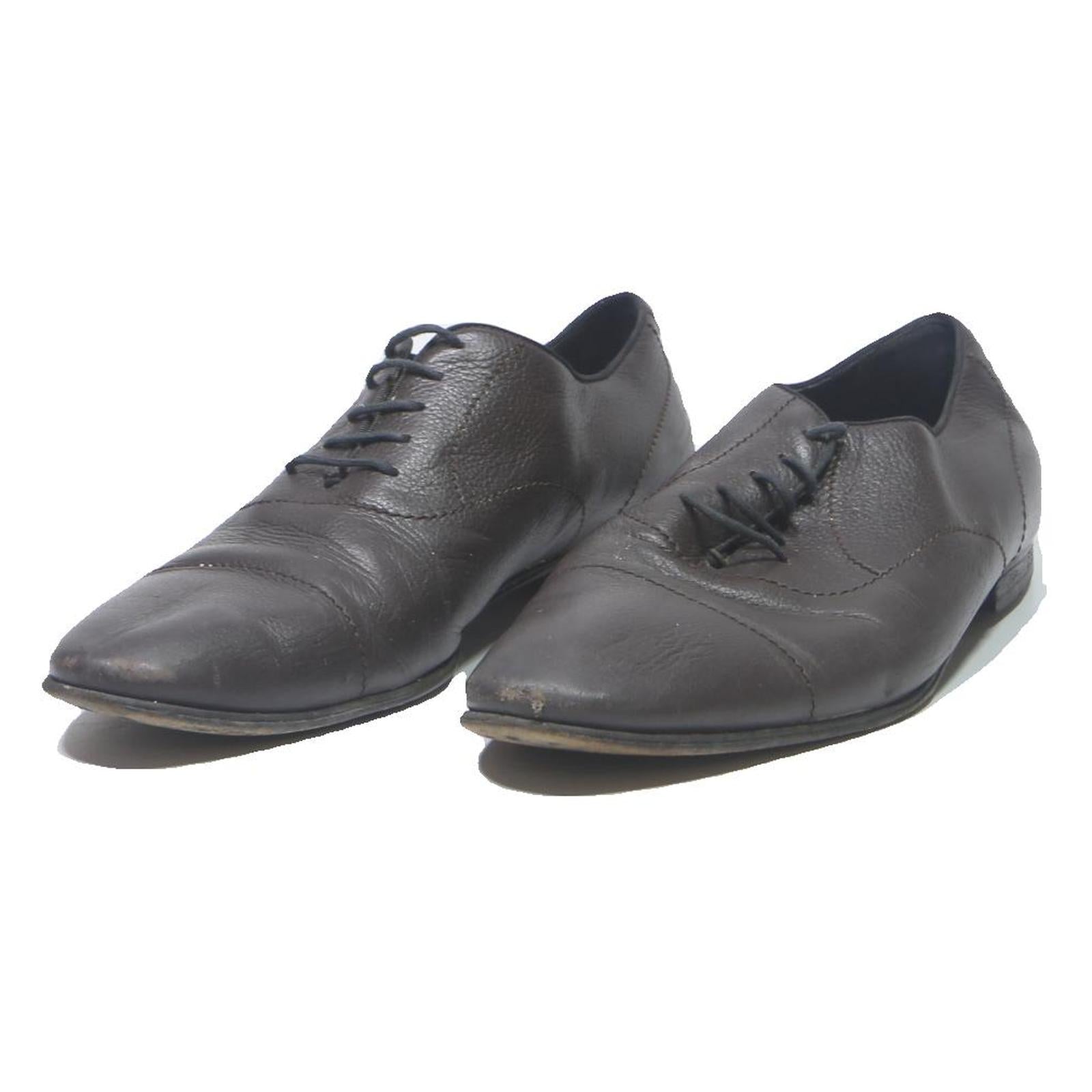 GUCCI Mens Classic Leather Lace-Up Shoes Black UK 10 Elegant Formal Footwear