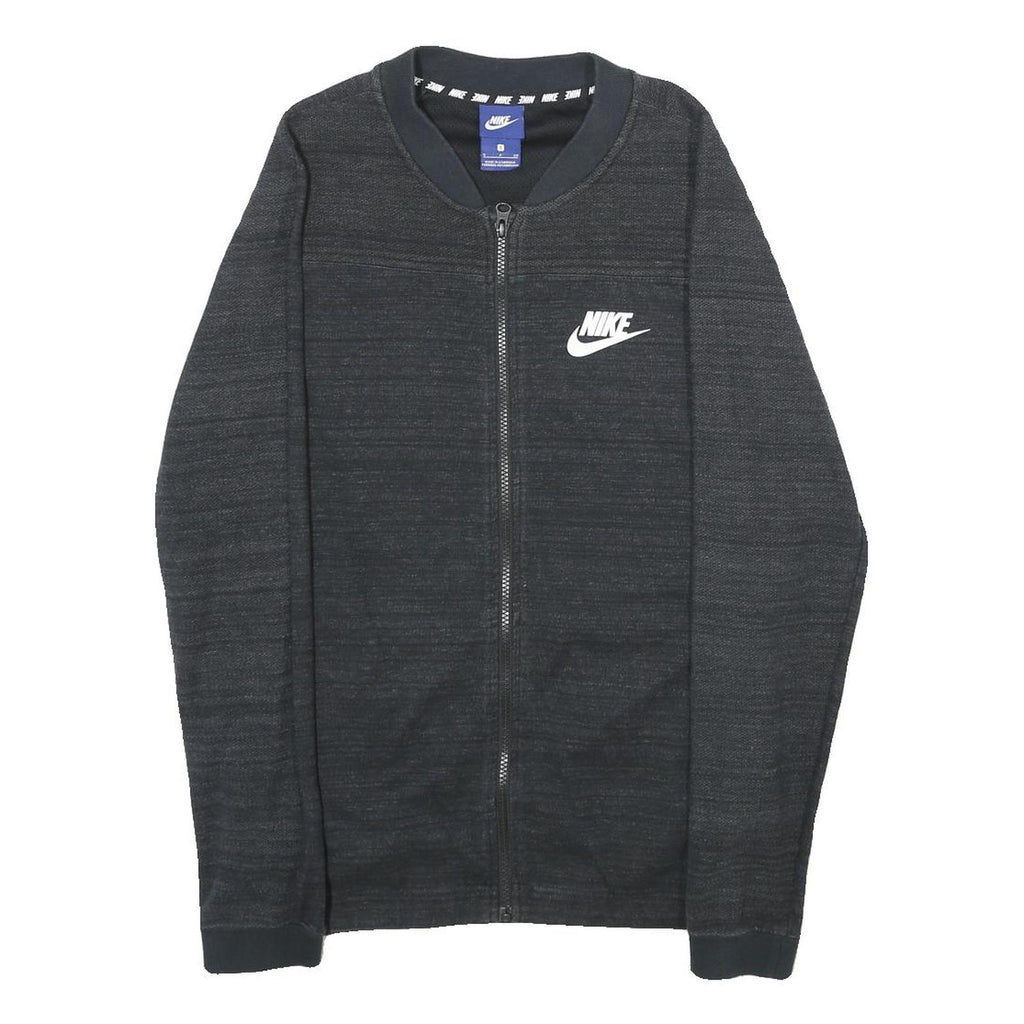 NIKE Mens Black Cotton Blend Bomber Jacket S Plain Zip Athletic Casual