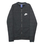 NIKE Mens Black Cotton Blend Bomber Jacket S Plain Zip Athletic Casual